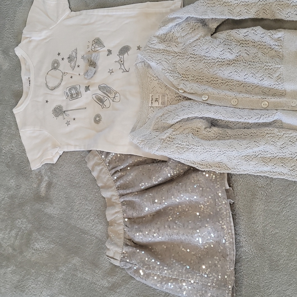 3t Carters skirt/shirt/cardigan
